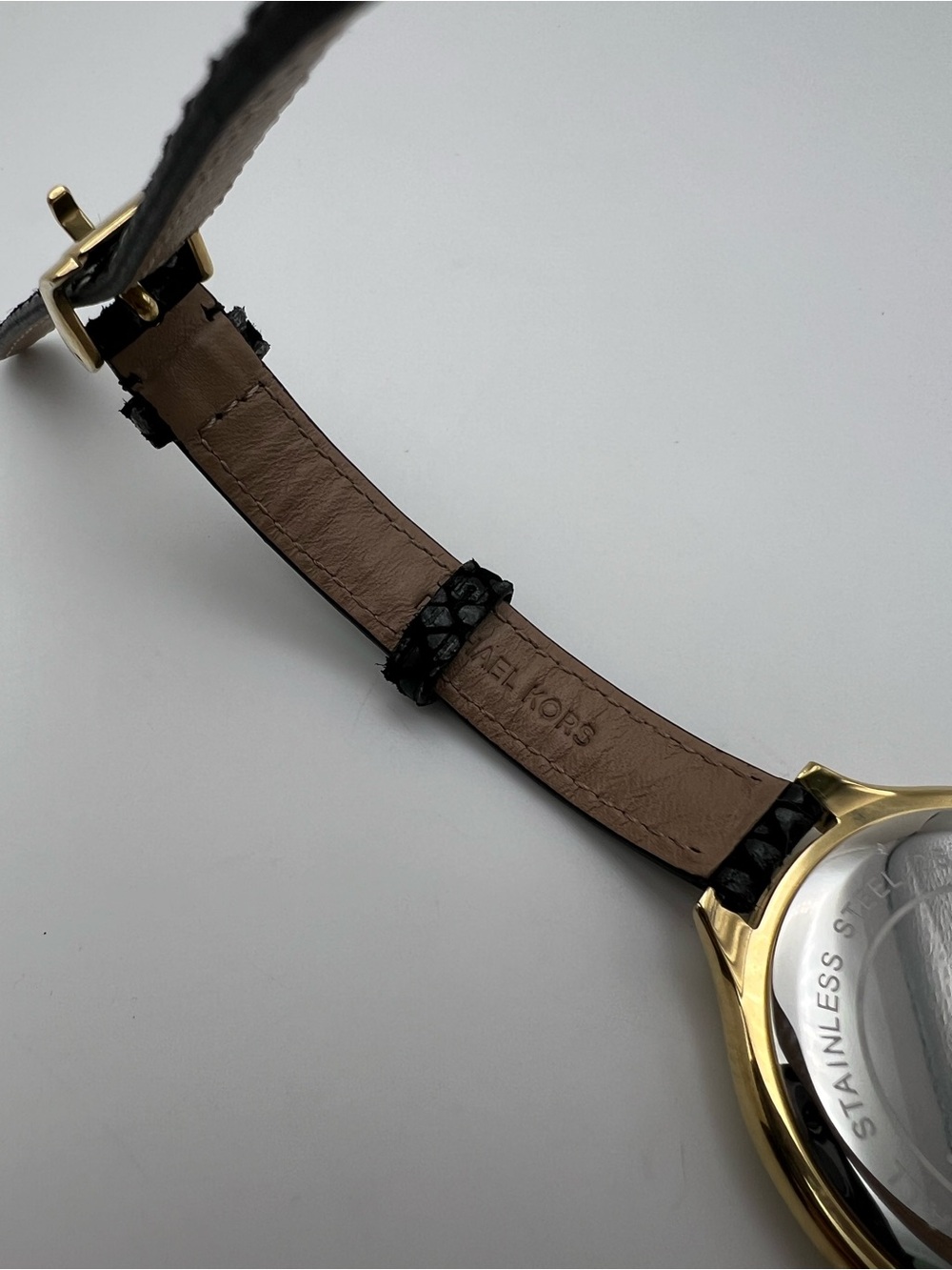 Michael Kors Gold Dial Watch with Black Snake-Embossed Strap - Picture 4 of 6